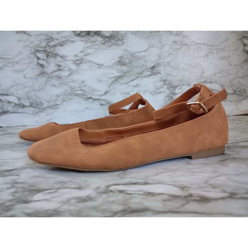 ANA Faux Leather Ballet Flats Shoes Ankle Buckle Size 6.5